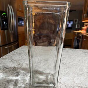Square Glass Vase 9" tall